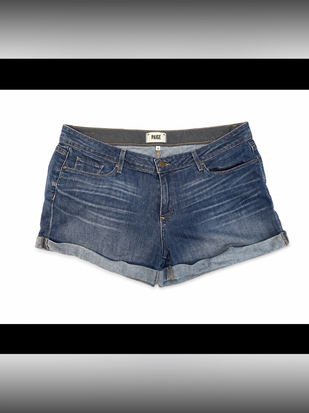 PAIGE Medium Anthropologie Cuffed Stretch Denim Jean Women's Shorts 32 #121